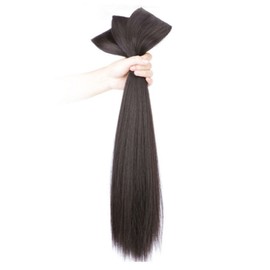 Pui Pui Wig Hair Extensions, Straight Hair Piece Wig 60cm, Dark Brown, 3 Pieces / 뿌이뿌이가발 붙임머리 부분 생머리 피스가발 60cm, 다크브라운, 3개