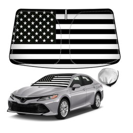 Bestview Windshield Sun Shade American Flag Custom Fit for 2018-2024 Toyota Camry, Foldable Front Window Sunshade Sun Visor Accessories Protector Block UV Rays Heat