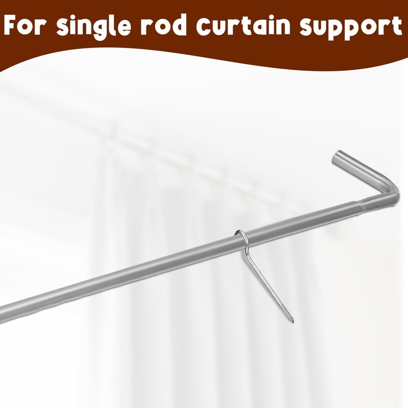 4 Pieces Single Curtain Rod Support, Silver Simple Curtain Rod