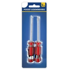 Two B Pocket Screwdrivers, Red Handle, 2-Pack