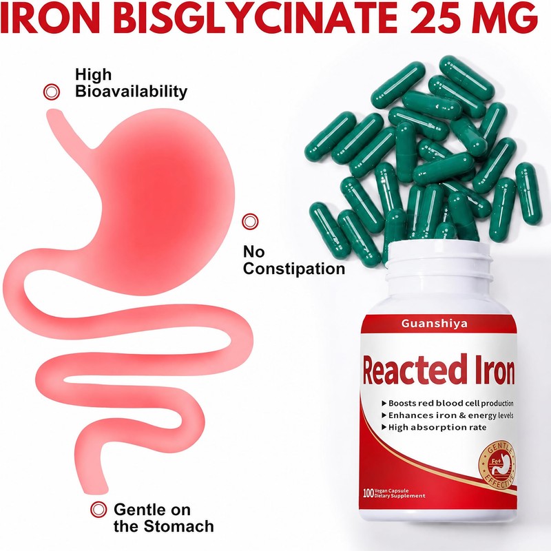 Reacted Iron - Iron 30mg (Ferrous Bisglycinate 325mg) for Red