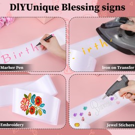 8 Pack Blank Sash, White Sash Plain Satin Sashes for Pageants Graduation Birthday Bridal Shower Wedding Party DIY Supplies Senior Custom Sashes