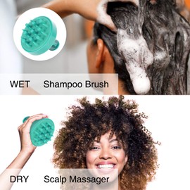 HEETA Hair Scalp Massager Brush, Updated Hair Shampoo Brush, Wet & Dry Scalp Exfoliator with Soft Silicone Bristles, Head Massager Washing Hair Care Tool for Women Men Kid for All Hair Types (Green)
