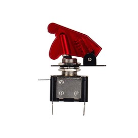 Interruptor basculante de 12 V 20 A, interruptor de palanca con luz de alta resistencia con cubierta de seguridad roja para palanca de murciélago (1 paquete)
