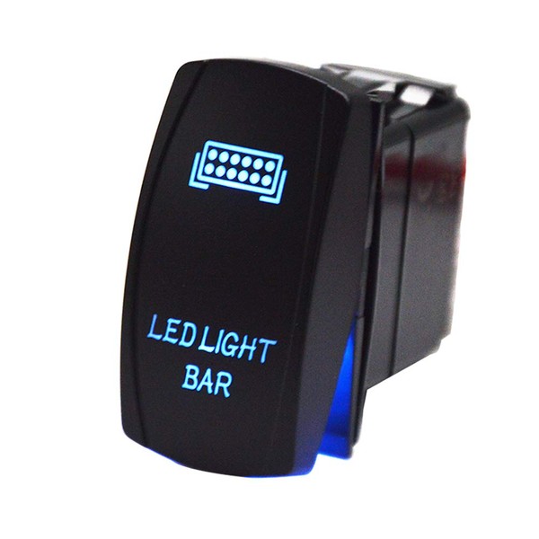 XJMOTO LED Light Bar Rocker Switch 5 Pin 20A 12V Blue Backlit Compatible with UTV Polaris Ranger RZR XP Turbo Can Am Commander Maverick X3