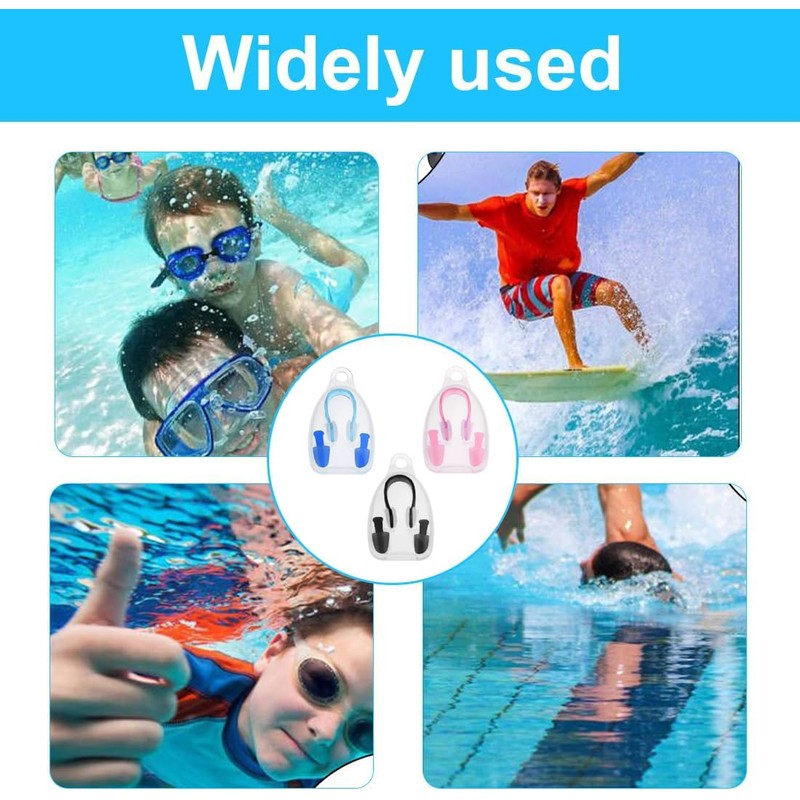 3 PCS Swimming Nose Plugs Clip Adult, Nose Clip Earplugs,for