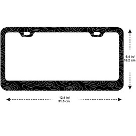 2 Pack Topographic | Topography | Map | Exploration | Discovery License Plate Frames, Stainless Steel License Plate Cover with Screw Caps Cover and Screwdriver Set - 2-Hole