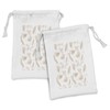 Lunarable Cream Fabric Pouch Set of 2, Fluffy Soft Flying