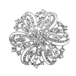 AGDGV Vintage Crystal Rhinestone Brooch for Women - Silver Twisted Petals Flower Corsage Pin for Bridal Bouquet, Wedding Jewelry, Bridesmaid DIY Accessories