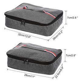 sourcing map 2pcs Insulated Flat Lunch Bags, 2 Size Food Containers Bag Reusable and Portable Flat Bento Bags with Food Storage Bags for Work, Office or Picnic, Grey