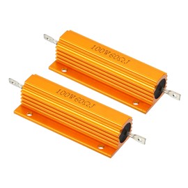 PATIKIL Pack of 2 100W 60 Ohm Aluminium Case Resistor Housing Wire Resistors Screw Tap Power Resistor Gold Tone