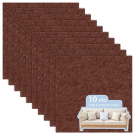 Ohiyoo Felt Furniture Pads, 10 Pack Self Adhesive Furniture Felt Pads, Heavy Duty Furniture Pads for Hardwood Floors Chair Wall Protector, Non Slip Felt Pad Large Felt Sheets 8 x 8 inch (Brown)