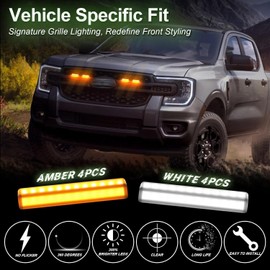 Sidi 4PCS LED Front Grille Lights for Ford Ranger 2019-2025 XL XLT Lariat Accessories