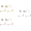 Piercingline® 18 K Gold Plated Crystal Flower Nose Studs |