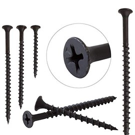 Merriway (BH06764 (45 Pcs) Bugle Headed Coarse Thread Drywall Screws, Black Phosphate 32mm x 4.0mm (8 x 1.1/4 Inch) - Pack of 45