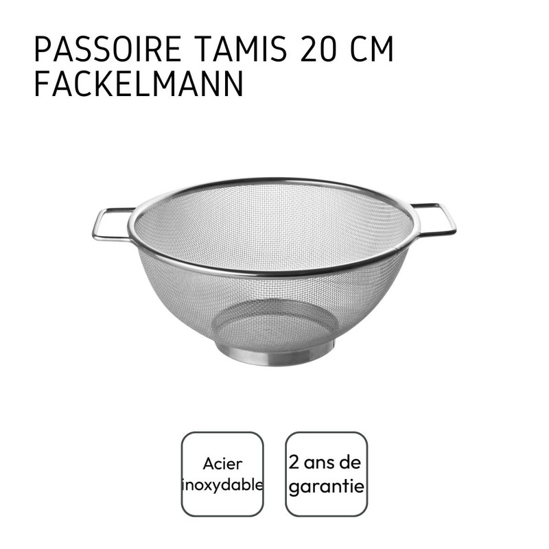 Fackelmann Stainless Steel Fine Mesh Kitchen Sieve/Colander (Diameter: 20 cm)