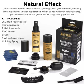 Supreme Trimmer Hair Building Fibers & Holding Spray 9-in-1 Kit | 25G Black