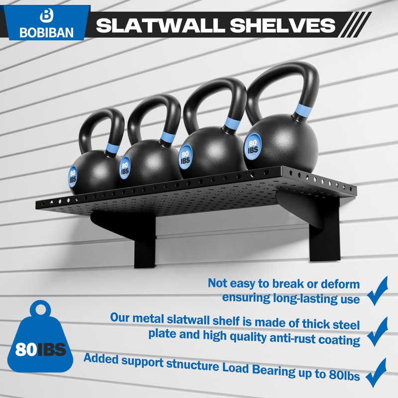 BOBIBAN 4 Pack Slatwall Shelves, Heavy Duty Metal Slat Wall