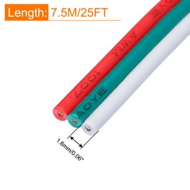 sourcing map 22 Gauge 3 Conductor Electrical Wire Tinned Copper Cable 25FT Flexible Stranded Hook-up Wire for LED Strips Lamps Residential Wiring Car Circuit