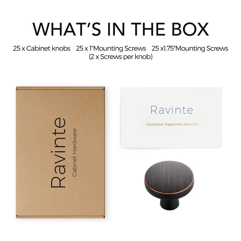 Ravinte 25 Pack Drawer Pulls 1-1/4 Inch Kitchen Cabinet Knobs