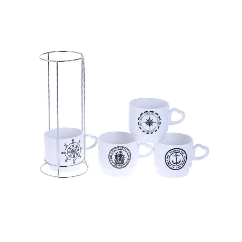 Stackable Coffee Cups With Stand - Set of 4 10
