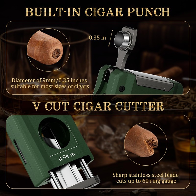 XIFEI Torch Lighter with Triple Jet Flame, Cigar V Cutter,