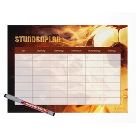 Friendly Fox Magnetic timetable football children's timetable wipe clean 1st class timetable for boys and girls, children's weekly planner magnetic incl. foil pen