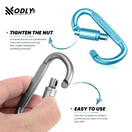 ODLY Locking Carabiner Clip - Durable Aluminum Alloy D-Ring Clips for Camping, Hiking, Traveling - Strong, Lightweight, and Secure Keyring Hook - Ideal for Outdoor Activities (4x Colorful)