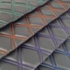 Black Faux Leather Quilted Fabric Double Diamond White Stitch Fluted