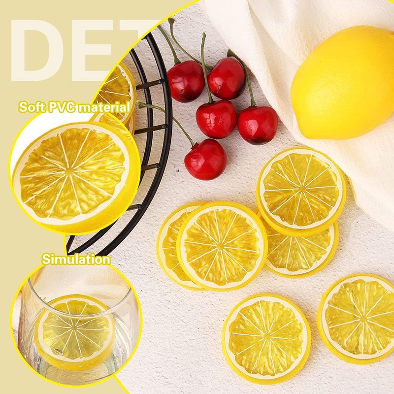 UDNFHL 15 Plastic Pieces Simulated Lemon Slices, Simulated Fruit Decoration,