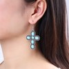 Cimenexe Bohemian Turquoise Cross Dangle Earrings Silver Cross Crucifix Earrings