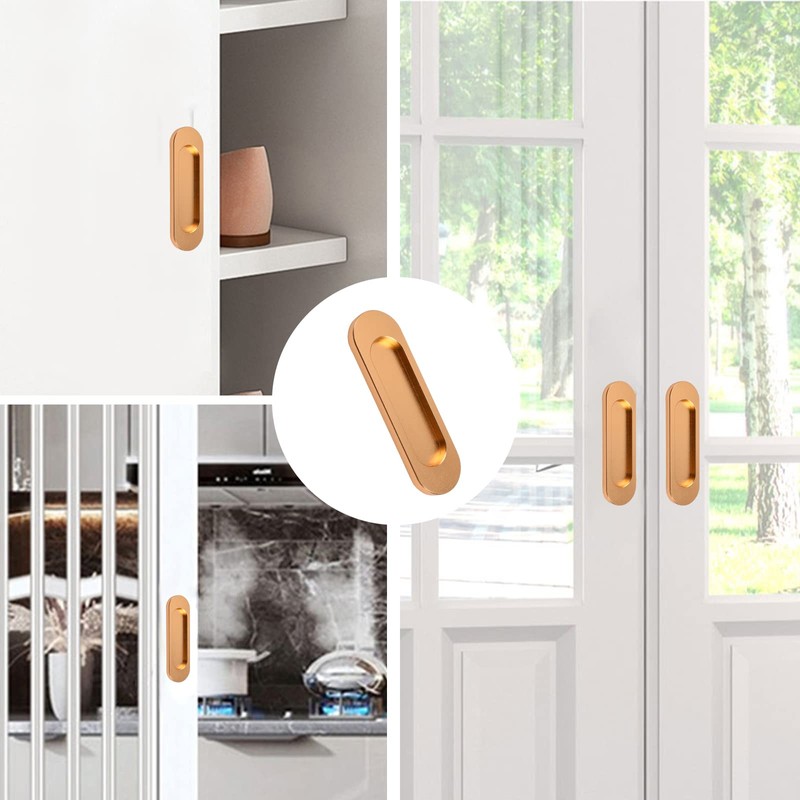 MOROBOR Self-Stick Oval Sliding Door Pulls, 2pcs Recessed Barn Door