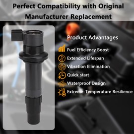 UF155 OEM Ignition Coil - Compatible with Toyota Lexus 1996-2001 Camry Sienna Avalon Solara ES300 V6 3.0L - Replaces # UF155 90919-02215 90080-19012