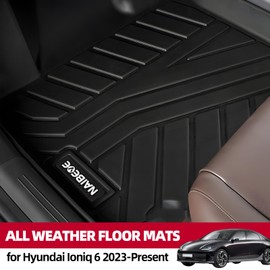Naibeve Floor Mats for 2023 2024 Hyundai Ioniq 6 - All Weather Custom Fit for Hyundai Ioniq 6 Floor Mats Cargo Liner Rear Cargo Tray Trunk Waterproof Interior Accessories