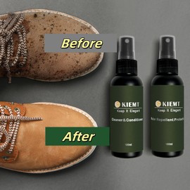KIEMT Leather Cleaner and Conditioner kit,Water Repellent Protector,Shoe Protector Spray,Use for Suede and Nubuck,Sheepskin Sofa,Couch,Boot and All Kind of Suede and Nubuck