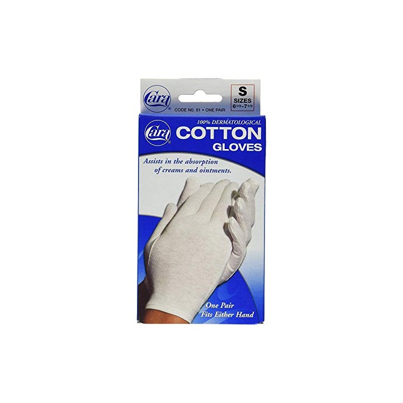 Cara 100% Dermatological Cotton Gloves Small 1 Pair (Pack of