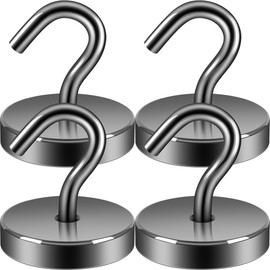 Neosmuk Magnetic Hooks, 120lb Extra Strong Magnet with Hook for Fridge,Heavy Duty Cruise Hook for Ceiling,Small Magnetic Holder for Van, Tool(Gunmetal, Pack of 4)