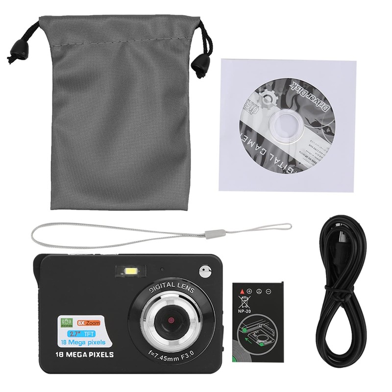 8X Zoom Digital Camera 18MP 2.7in LCD Display, 720P HD