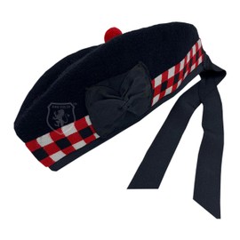 DSS KILT GLENGRRY Tapas, Negro con dados rojos, negros y blancos, 53 cm