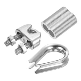 PATIKIL Wire Rope Kit 24pcs M8 Stainless Steel Thimble Wire Rope Cable Clamp Aluminum Crimp Loop for 8mm Wire Rope