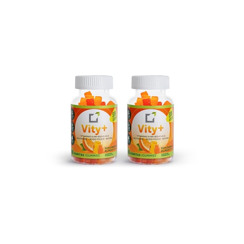 Vity+| 60 gomitas sin azúcar multivitamínicas, pack 2x1