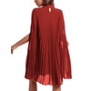 Rooscier Women's Mock Neck Cloak Sleeve Pleated Keyhole Back Flowy
