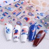 3 Sheets 4th of July Nail Art Stickers Decals Red