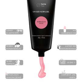 INLAQ® Acrylic Gel for Nail Extension Bubblegum Bliss 30 ml - Premium Polygel for Gel Nails - Nail Extender Gel UV/LED - Building Acrylic Nail Gel - Poly Nail Gel
