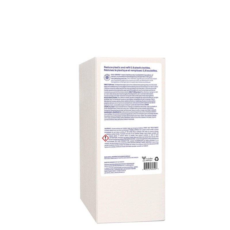 ATTITUDE Dish Soap Refill, EWG Verified, Plant-Based & Vegan Dishwashing