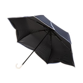 Francfranc French Bi-Color Piping Folding Umbrella, 18.5 inches (47 cm), Navy (For Rain or Shine), navy