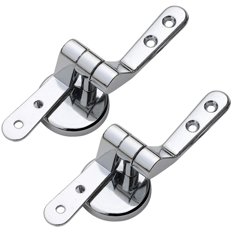 Toilet Seat Hinges Pair of Chrome Finished Replacement Hinges for