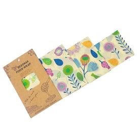 KOMBIUDA 3pcs Wraps Reusable Sandwich Wraps Preservation Organic Cotton Assorted Patterns