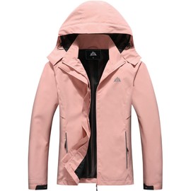 MOERDENG Women's Waterproof Rain Jacket Lightweight Raincoat Hooded Hiking Jacket Softshell Windbreaker