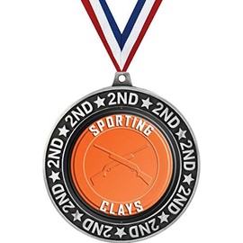 Sporting Clays Second Place Medals, 2 3/4" Silver Sporting Clays Trophy Medal Award 20 Pack Prime